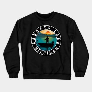 Barneys Lake Fishing Michigan Sunset Crewneck Sweatshirt